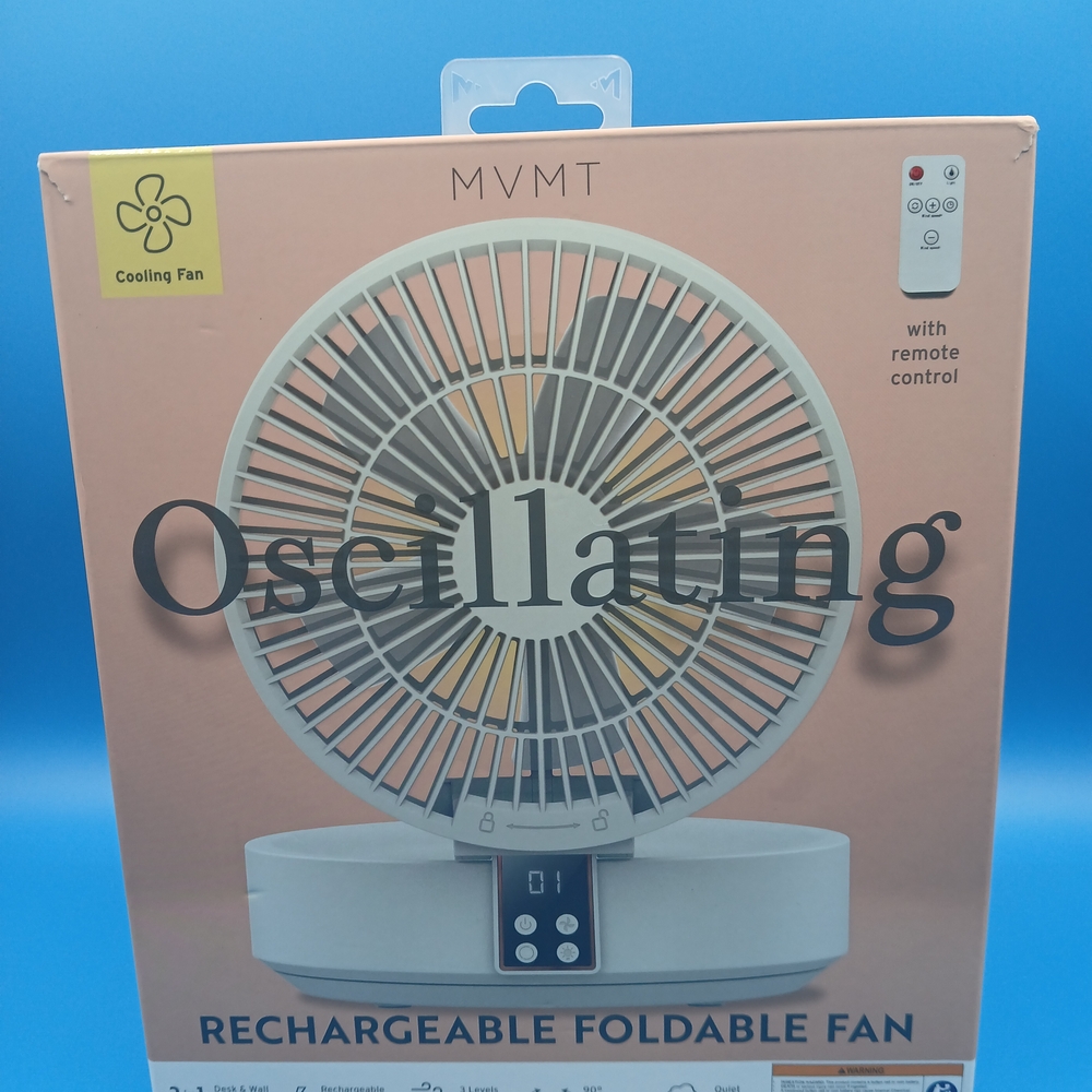 MVMT Oscillating Rechargeable Foldable Fan - White
